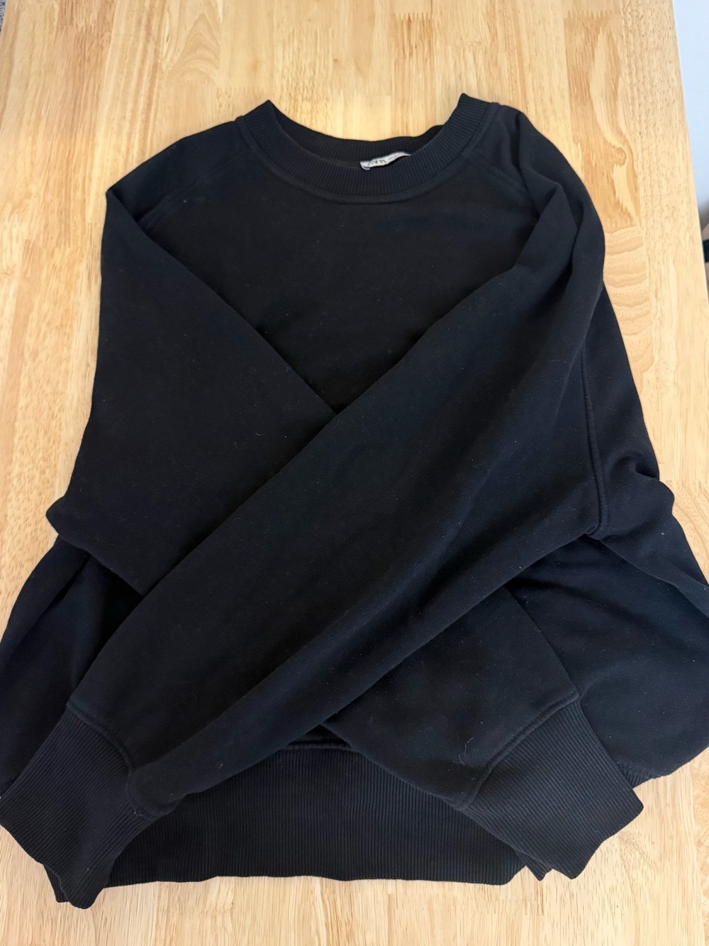 Zara Black Crewneck Sweater - Minimal Pullover